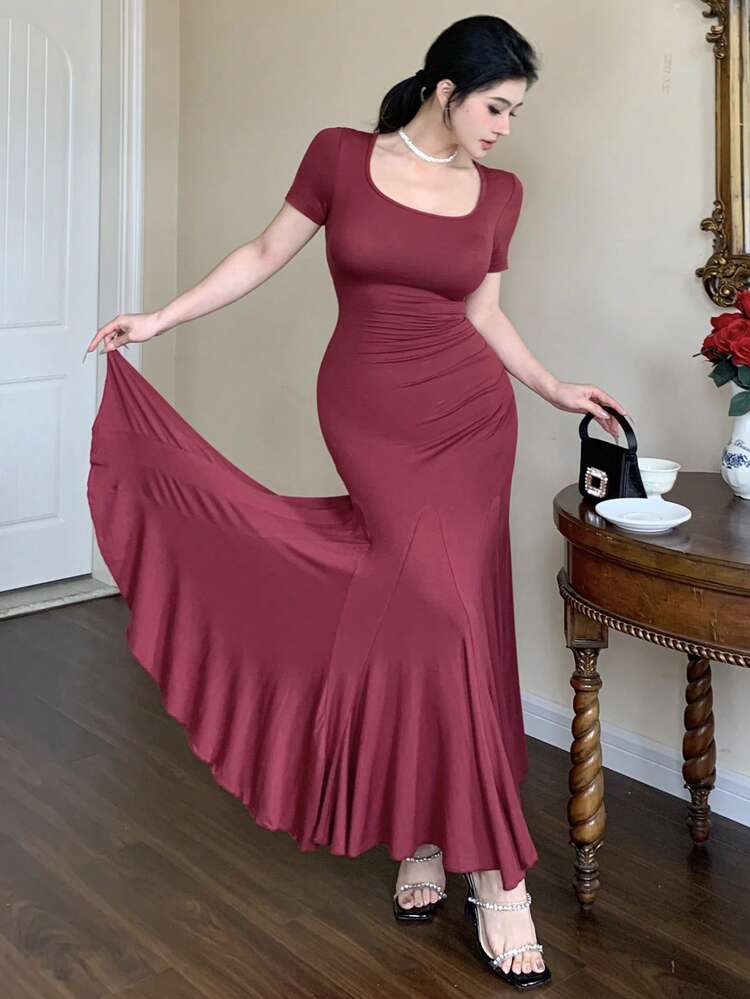 Women's Elegant Solid Color Mermaid Dress Maxi Dress