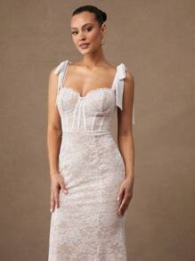 Silquee Premium Quality Graduation Solid Color Thick Strap Luxurious Sexy, Elegant Formal Maxi Prom Dress - White - View 3