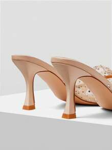 MOTF PREMIUM SANDALIAS DE TACÓN ALTO CON PUNTERA ABIERTA, TRANSPARENTES Y CON MALLA CON STRASS PARA MUJER, DE MODA