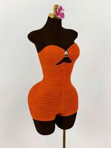 Amplova 金属外壳装饰抹胸修身连体衣