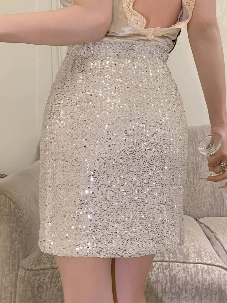 Sequin Decorated Women's Mini Skirt, Back To School Skirt