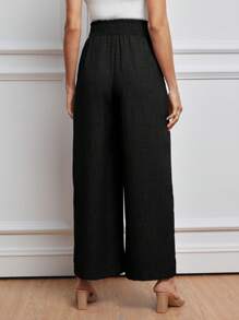 MaterniWear 孕妇休闲度假腰带阔腿蓝色裤子 - 黑色 - 查看 2