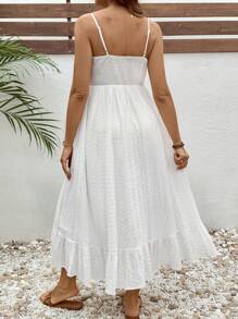 SHEIN Vestido informal con volantes en el bajo, tirantes y unicolor para embarazada - Blanco - Ver 2