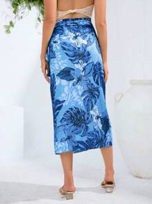 SHEIN Unity Falda con estampado de follaje superpuesto, estampado de guepardo, estilo bohemio de vacaciones, moda con estampado total - Multicolor - Ver 6
