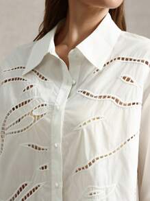 Briarwyn Áo sơ mi nữ dài tay trơn, kiểu dáng tối giản, phù hợp cho kỳ nghỉ hè, đi biển, công sở, dự tiệc cưới. - trắng - Xem 3