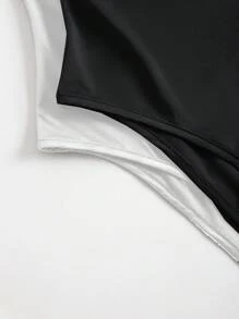 INAWLY Bộ đồ liền thân không tay màu đen dành cho nữ, đồ bơi đi biển cho các hoạt động ngoài trời, trang phục xuân/hè - Đen và trắng - Xem 7