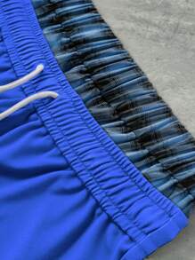 Men's Contrast Color Stripe & Plaid Patchwork Drawstring Waist Sweatpants