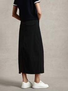 Briarwyn Damen einfache modische lässige tägliche Midi-Rock Sommer Outfit für Damen Business-Lässig Kleidung für Frauen - Schwarz - Übersicht 2