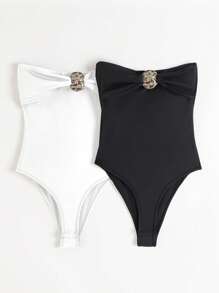 INAWLY Bộ đồ liền thân không tay màu đen dành cho nữ, đồ bơi đi biển cho các hoạt động ngoài trời, trang phục xuân/hè - Đen và trắng - Xem 4