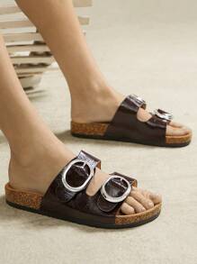 SHUZIA Women Comfortable, Adjustable Upper Wedge Sandals - Chocolate Brown - View 2