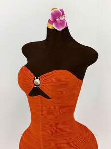 Amplova 金属外壳装饰抹胸修身连体衣