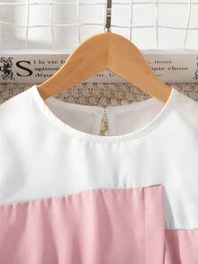 SHEIN 2pcs Tween Girl Casual Commuter Contrast Color Belt Outfit Elegant Outfits For Girls Clothes For Girls Outfit Set - Pink - View 5