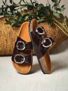 SHUZIA Women Comfortable, Adjustable Upper Wedge Sandals - Chocolate Brown - View 4