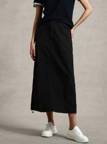 Briarwyn Damen einfache modische lässige tägliche Midi-Rock Sommer Outfit für Damen Business-Lässig Kleidung für Frauen - Schwarz - Übersicht 1