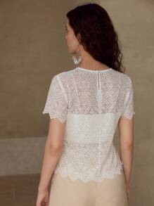 MOTF PREMIUM SHEER SCALLOP TRIM TOP
