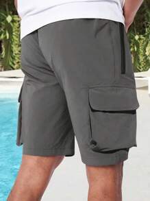 Manfinity Homme Pantalones cortos cargo de verano casuales para hombres con cintura con cordón, pantalones cortos cargo para hombres, de vuelta a la escuela