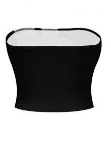 INAWLY Plus Size Summer Y2K Curve Lily Flowers Print Graphic Tube Top - Multicolor - View 2