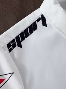 SHEIN Tween Boy Numeral Print Short Sleeve Button Up Casual Shirt - White - View 7