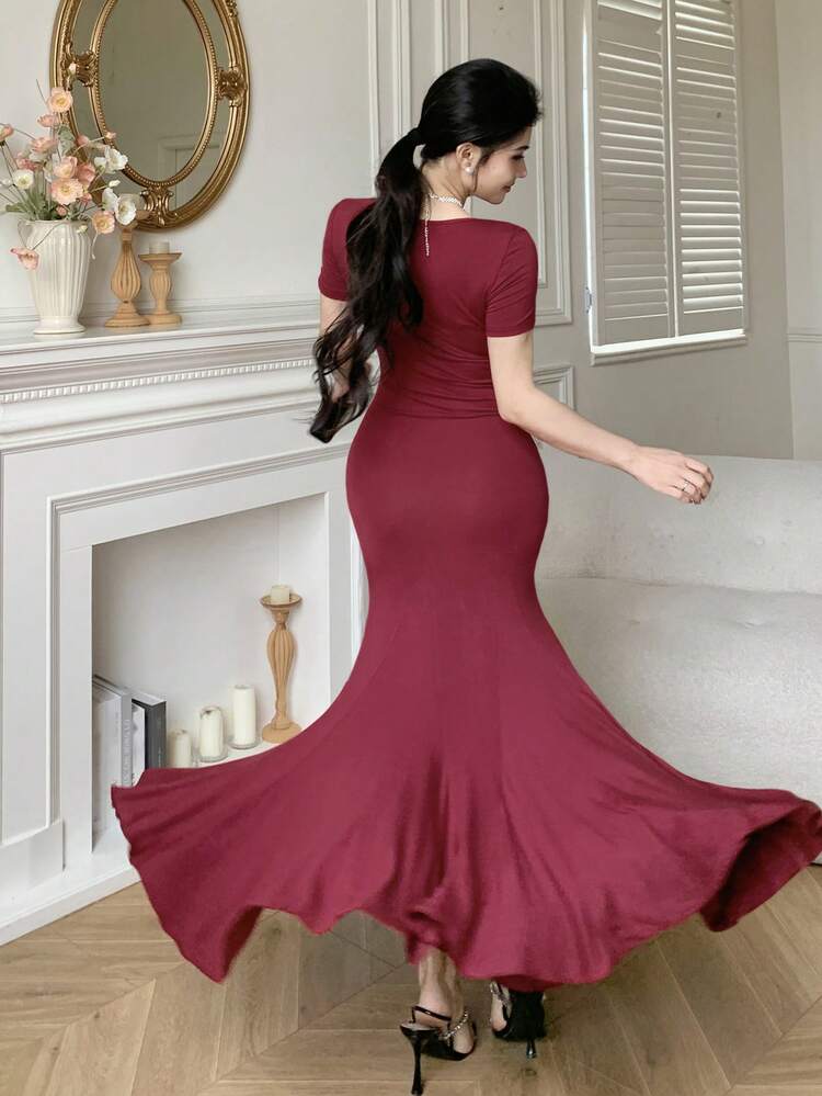 Women's Elegant Solid Color Mermaid Dress Maxi Dress
