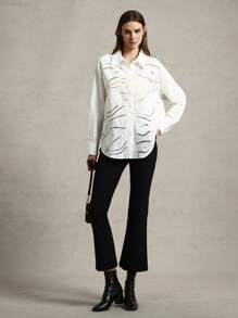 Briarwyn Áo sơ mi nữ dài tay trơn, kiểu dáng tối giản, phù hợp cho kỳ nghỉ hè, đi biển, công sở, dự tiệc cưới. - trắng - Xem 5