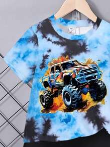 GraphicGems 2pcs/Set Toddler Boys" Custom Short Sleeve T-Shirt And Shorts Outfit, School, Campus, College Summer Holiday