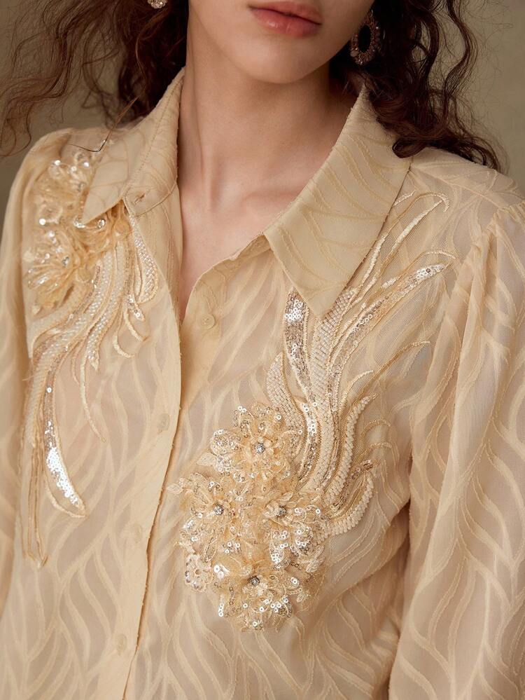 ELEGANT SEQUIN EMBROIDERY SHIRT