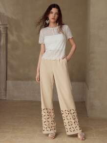 MOTF PREMIUM SHEER SCALLOP TRIM TOP