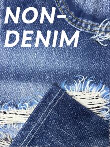 SHEIN LUNE Plus Size Women Summer Shorts, Seamless Denim Effect Print Athletic Hotpants - Multicolor - View 7