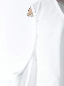 SHEIN Clasi 圆领 3D 蝴蝶结无袖上衣和加大码 A 字裙套装 - 白色 - 查看 4