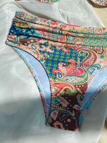 SHEIN Swim Vacation Beach Floral Print Bikini Swimsuit, Non-Push Up, With Underwire - Multicolor - View 4