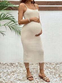 SHEIN Maternity Solid Color Sleeveless Casual Summer Dress,Summer Clothes,Elegant Dresses For Women