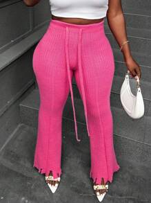 SHEIN Slayr Women's Solid Color Drawstring Hem Sweater Pants