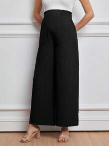 MaterniWear 孕妇休闲度假腰带阔腿蓝色裤子 - 黑色 - 查看 3