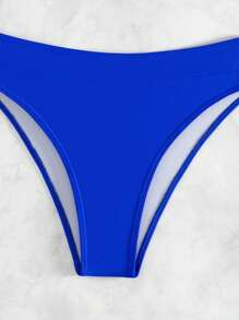 SHEIN Swim Women Solid Color Spaghetti Strap Tankini Top & Triangle Swim Bottoms 2pcs Swimsuit Set For Summer Beach Vacation - Royal Blue - View 7