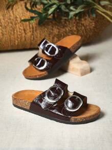 SHUZIA Women Comfortable, Adjustable Upper Wedge Sandals - Chocolate Brown - View 5