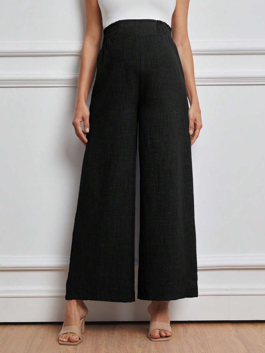 MaterniWear 孕妇休闲度假腰带阔腿蓝色裤子 - 黑色 - 查看 1