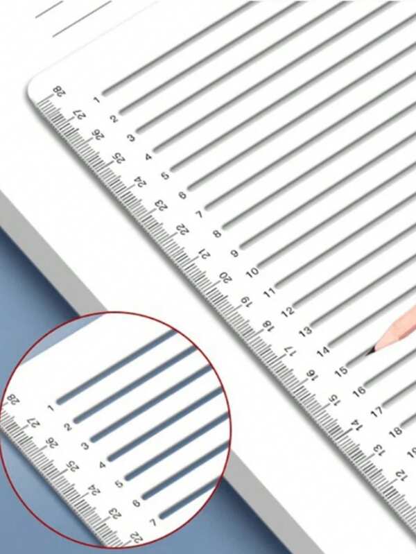 SHEIN 1 pieza Regla plantilla de línea recta transparente con marcas, regla para estudiantes A4 para tarea, plantilla de caligrafía