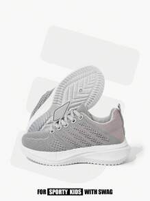 JNSQ 1 Pair All-Match Casual Comfortable Soft Bottom Breathable Lace-Up Flat Sport Shoes, All Season - Pink - View 1