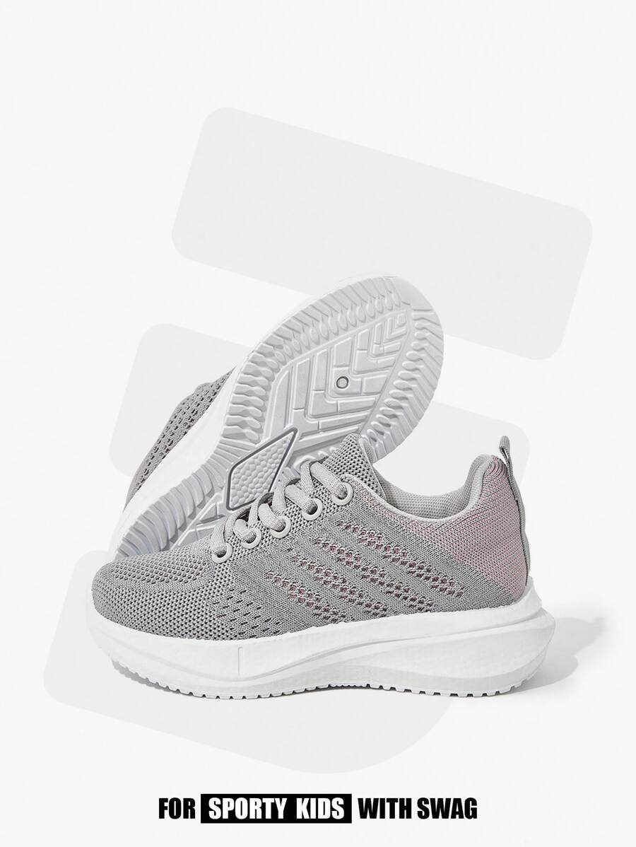 JNSQ 1 Pair All-Match Casual Comfortable Soft Bottom Breathable Lace-Up Flat Sport Shoes, All Season - Pink - View 1