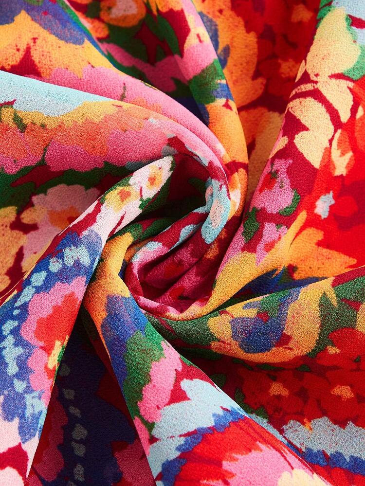 SHEIN Maija Women's Vacation Casual All-Over Print Halter Dress