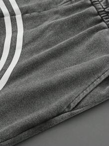 PAVTROS 棉质男士休闲撞色条纹连帽衫和运动裤两件套，男士运动服，男士两件套服装，男士服装，运动衫和运动裤套装，男友礼物拉链连帽衫和裤子 - 灰色 - 查看 7