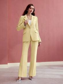 MOTF PREMIUM BLAZER DE BOTÃO ÚNICO COM ESTAMPA LISTRADA