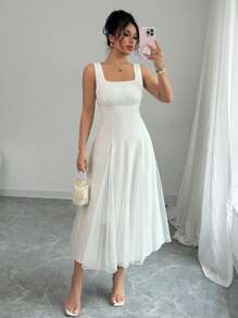 Rafferiza 女式白色休闲法式无袖轻便连衣裙 - 白色 - 查看 6