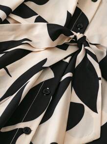 SHEIN Unity 大码女式夏季波浪条纹长袖休闲衬衫裙长款女装