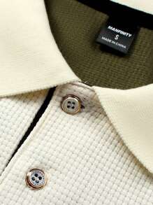 Manfinity Mode Men's Summer Letter Contrast Short-Sleeved Casual Commuter Polo Shirt - Army Green - View 5