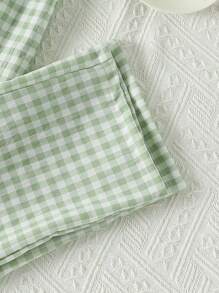 3pcs/Set Girls' Sweet Pink Plaid Fabric Long Sleeve Top, Overalls, Elastic Waist Pants, Elegant Comfortable Loose Casual Loungewear Set Clothes For Girls Young Girls Sets Young Girls Sets Girls Outfits Young Girls Sets Teen Girls Clothing Set Little Girls Clothes Sets Girl Clothes Sets - Green - View 7