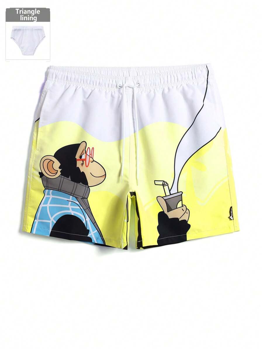 Surfspeed Men's Fashion Minimalist Swimming Trunks, Suitable For Summer - Yellow - View 1