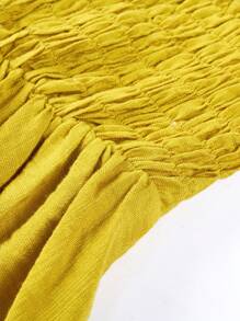 SOLERSUN Plus Size Women Off-Shoulder Puff Sleeve Knotted Waist Blouse