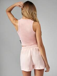 Missguided x Playboy Bunny Logo Sleeveless Crop Top Athletic Tank Workout Sports Bra Style Summer Athleisure Gym Performance Streetwear Festival Dance Activewear