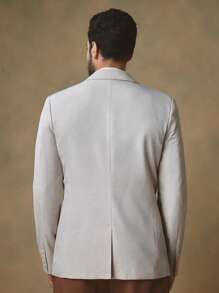 Manfinity NXTstreet Men's Casual Small White Flower & Green Leaf Print Long Sleeve Jacket, For Fall Winter - Khaki - View 2